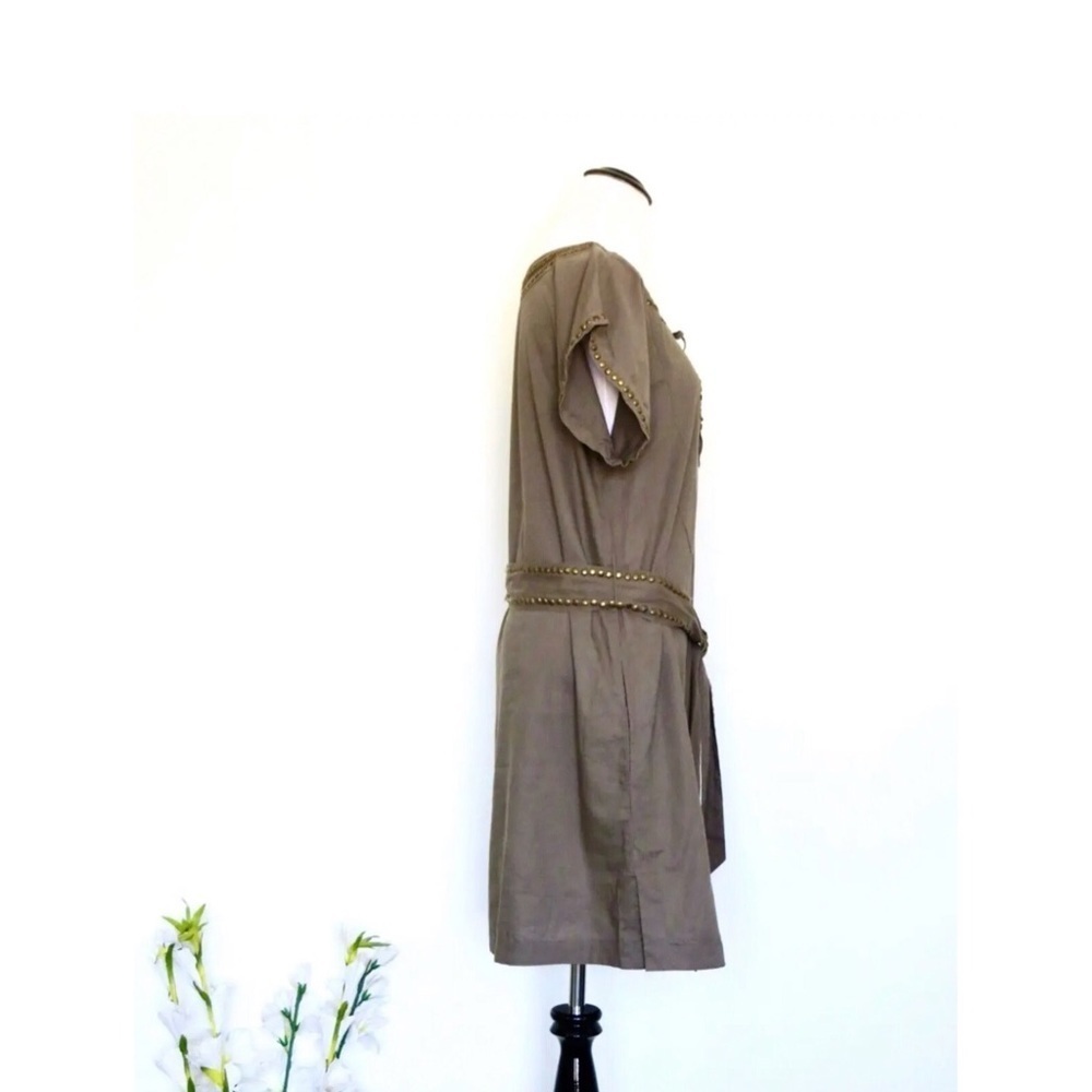 NEW! Victoria's Secret Linen Blend Dress with Belt Metallic Ornament Detail SZ M - Picture 5 of 7